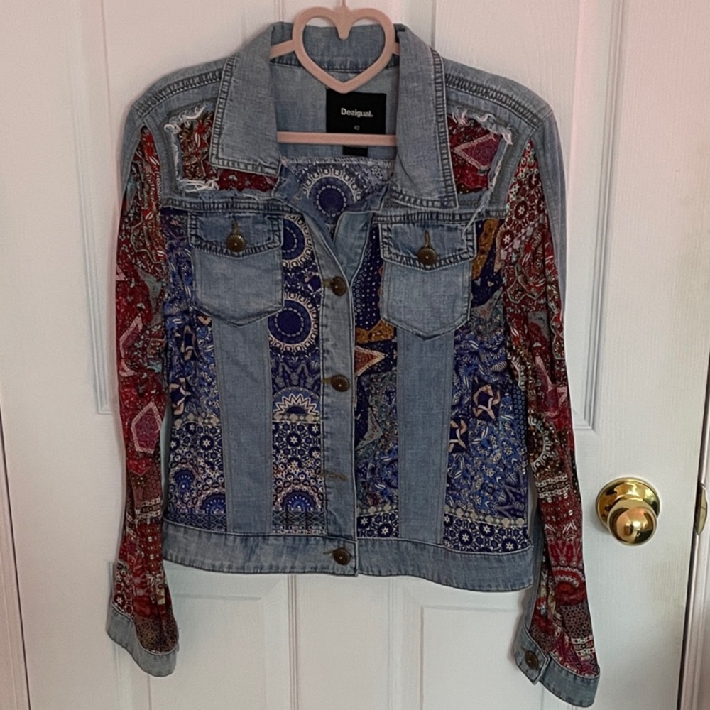 🩵✨ DESIGUAL Patchwork Jacket NWOT Size 40 - Picture 6 of 15